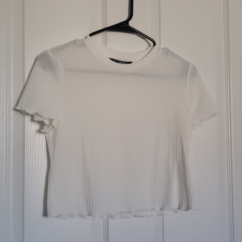 White Lettuce Edge Crop Top